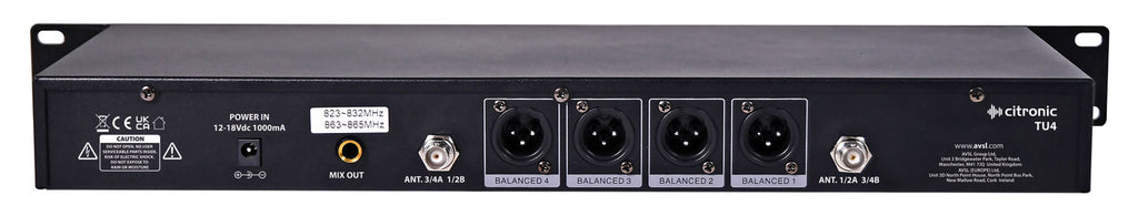 TU4 Quad Wireless Microphone System UHF Handheld