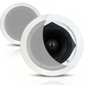 White 2-Way Low Profile Ceiling Speakers Directable Tweeter 40W