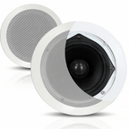 White 2-Way Low Profile Ceiling Speakers Directable Tweeter 40W