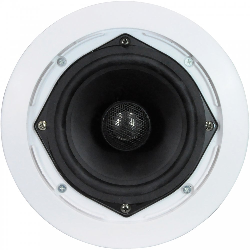 White 2-Way Low Profile Ceiling Speakers Directable Tweeter 50W