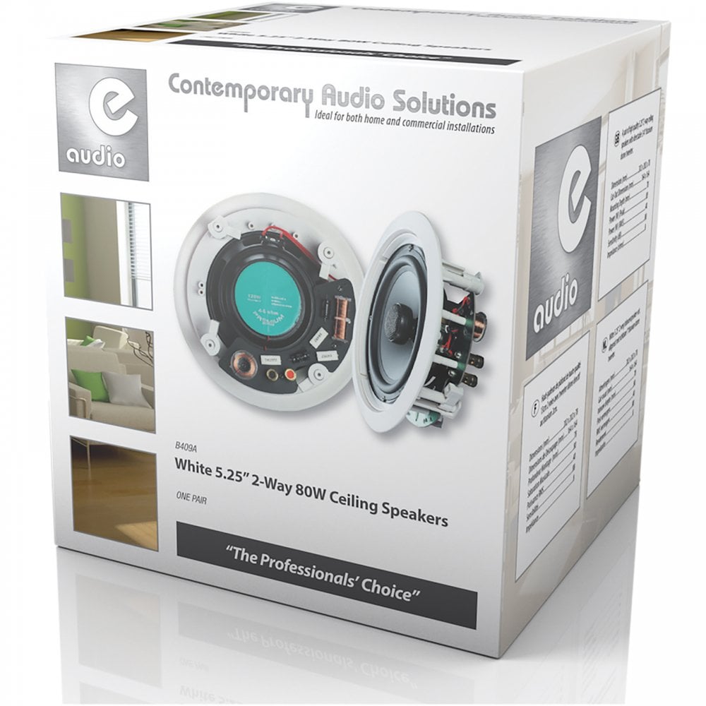 White 2-Way Low Profile Ceiling Speakers Directable Tweeter 50W