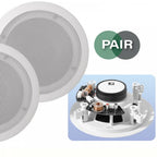 White 2-Way Low Profile Ceiling Speakers Directable Tweeter 40W