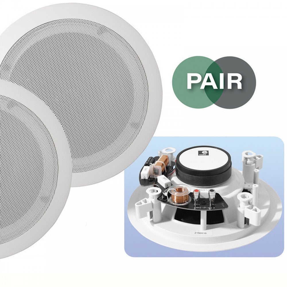 White 2-Way Low Profile Ceiling Speakers Directable Tweeter 50W