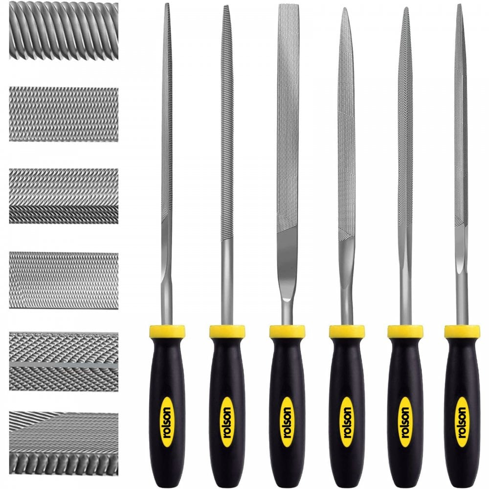 Needle File Set, 140 mm - 6 Pieces Flat, Half Round, Three Square, Round & Taper