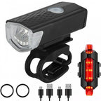 USB Rechargeable Front Rear Bicycle Light Set
