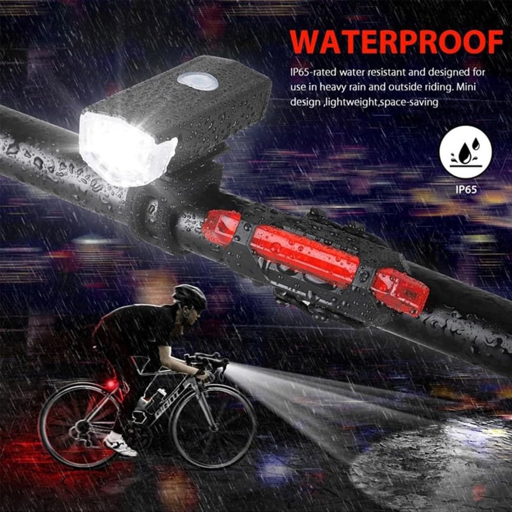 USB Rechargeable Front Rear Bicycle Light Set