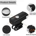 USB Rechargeable Front Rear Bicycle Light Set