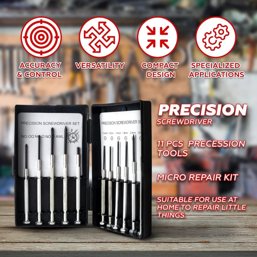 Precision Phillips Pozi Flat Screwdriver Set 11 pcs Pocket DIY Hand Tools