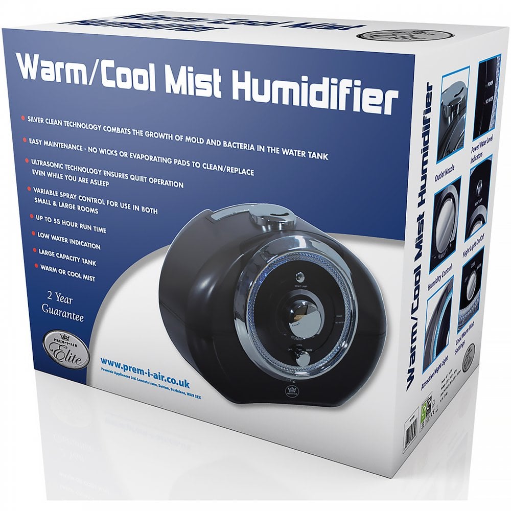 Warm / Cold Mist Humidifier 4L Water Tank Silver technology Aginst Bacteria / Mould
