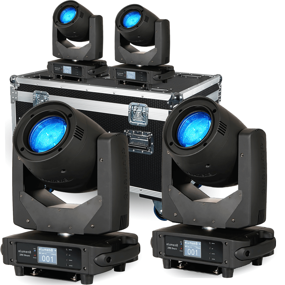 4pc Kudos 2RE Moving Head Beam Lighting Effect Inc Case