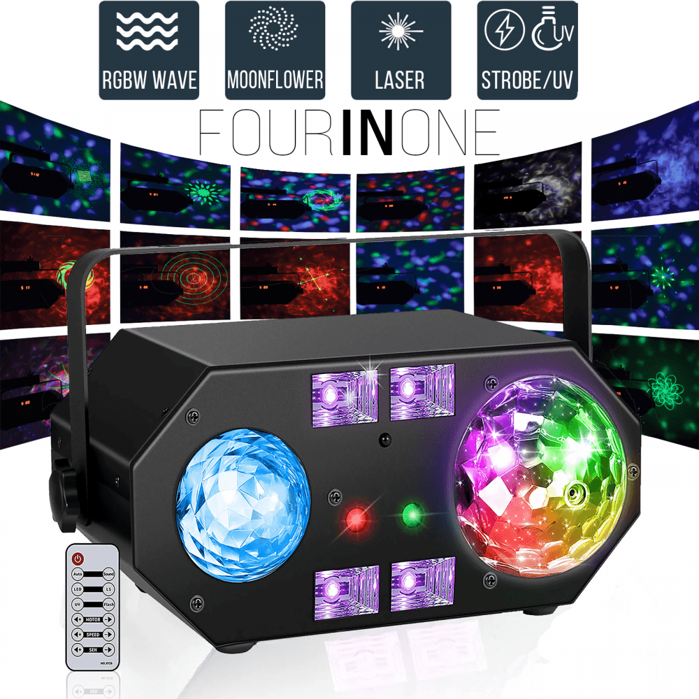 Tetra LED Moonflower Ripple Strobe UV Laser Effect