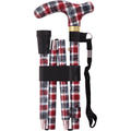 High Quality Folding & Extendable Patterned Walking Stick - Tartan Knit