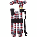 High Quality Folding & Extendable Patterned Walking Stick - Tartan Knit