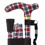 High Quality Folding & Extendable Patterned Walking Stick - Tartan Knit