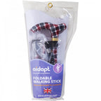 High Quality Folding & Extendable Patterned Walking Stick - Tartan Knit