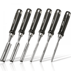 Carving Chisel 6 Piece Set with Walnut Handle and Case