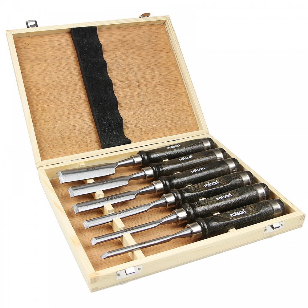 Carving Chisel 6 Piece Set with Walnut Handle and Case