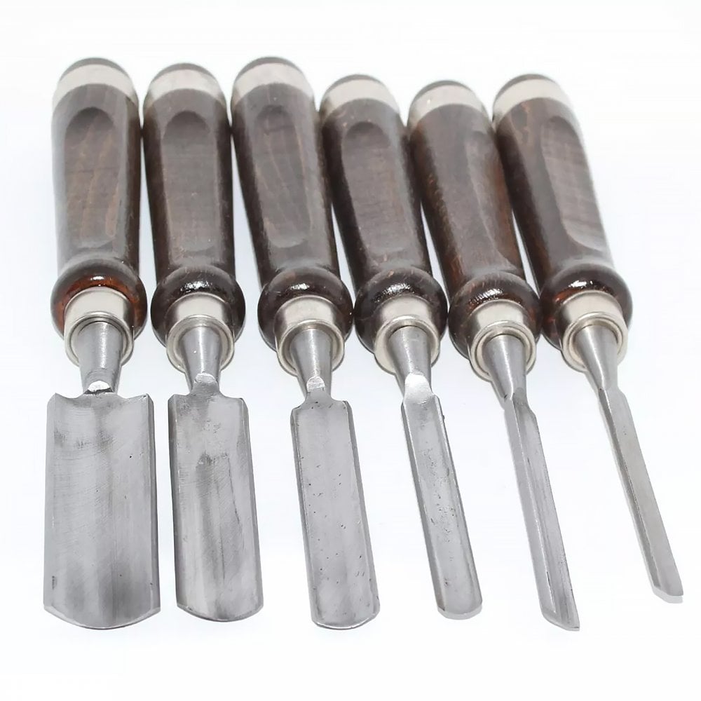 Carving Chisel 6 Piece Set with Walnut Handle and Case