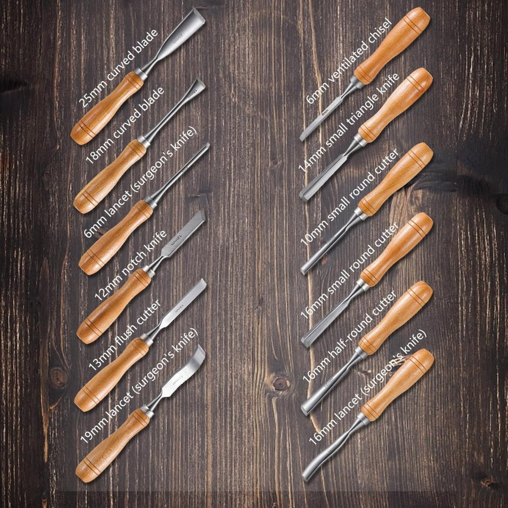 Wood Carving Chisel Set 12 piece in Storage Case