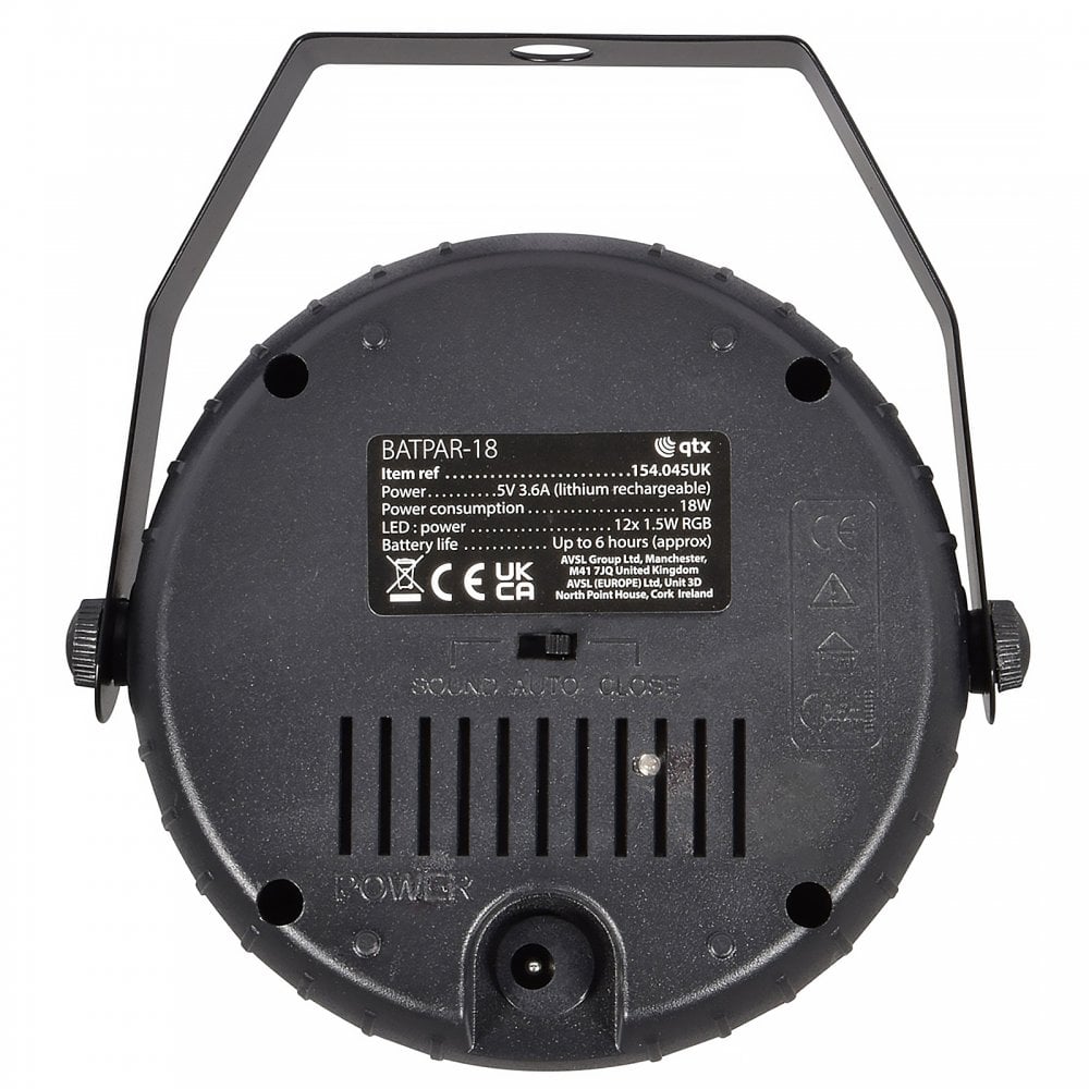 4pc 18W Rechargeable Mini LED PAR Light Black Housing