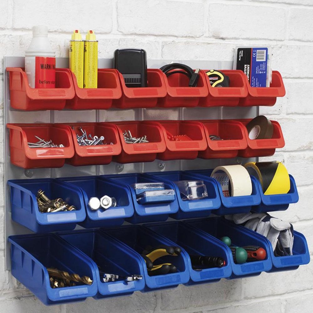 Heavy Duty Wall Mounted Louvre Panel Kit 24 Polymer Bin Tuff Parts Storage Bins