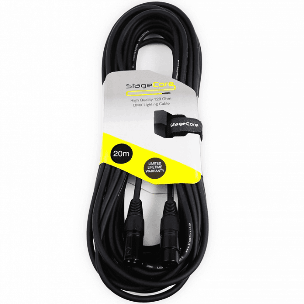 3 Pin XLR Male to Female 20m Pro Quality 120Ω True DMX Cable