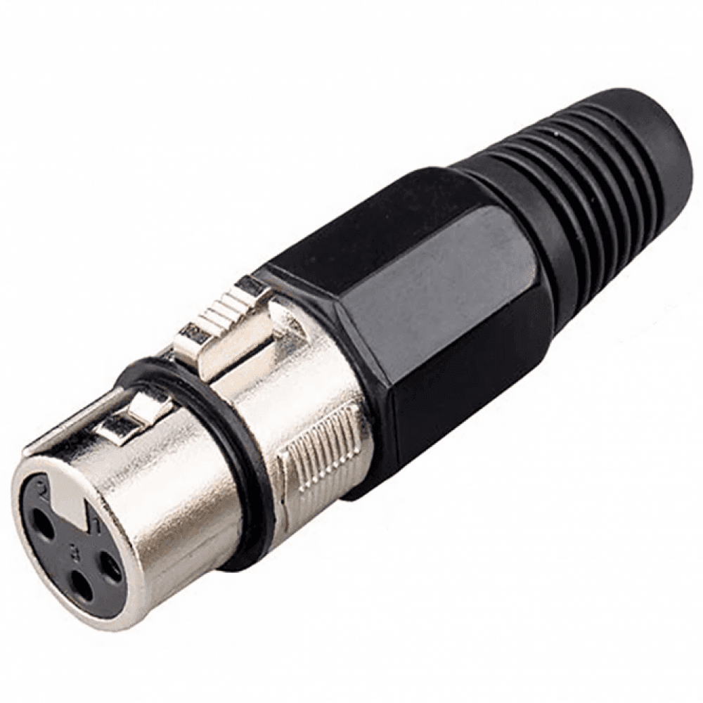 3 Pin XLR Female Socket with Solder Terminals & Cable Protector