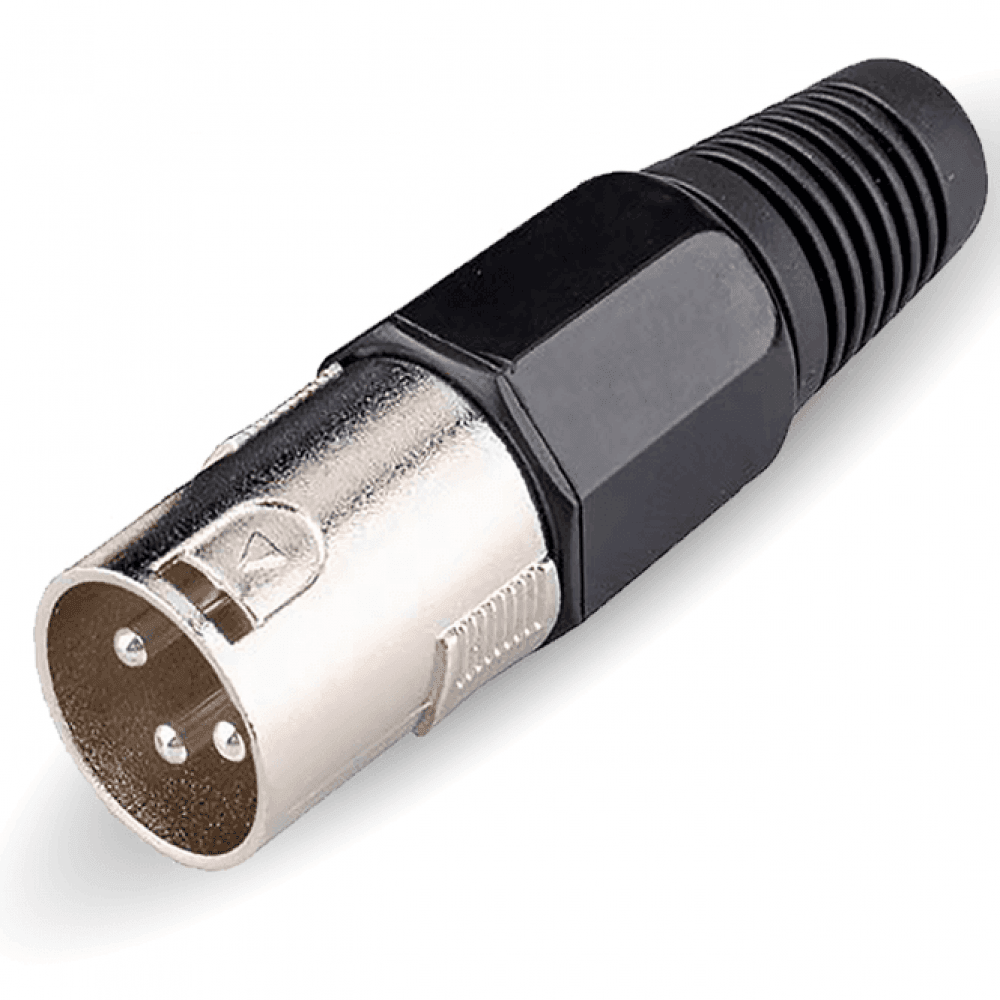 3 Pin XLR Male Plug with Solder Terminals & Cable Protector