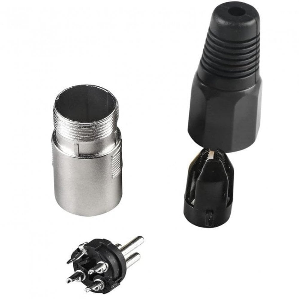 3 Pin XLR Male Plug with Solder Terminals & Cable Protector