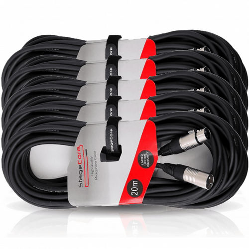 20M XLR Male to Female Black Microphone Lead & Audio Signal Cable Multi-Packs