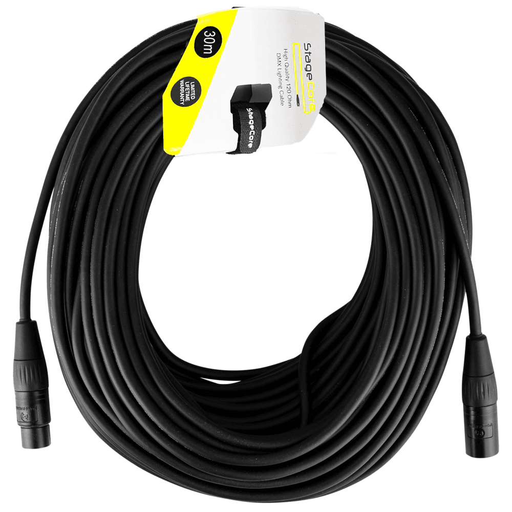 3 Pin XLR Male to Female 30m Pro Quality 120Ω True DMX Cable