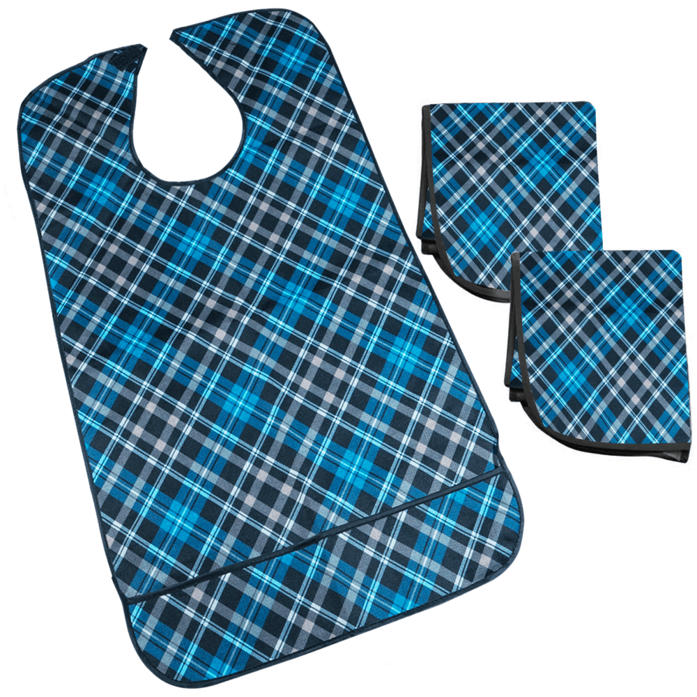 3 Piece Adult Dining Bib Set Velcro Fastening Lightweight