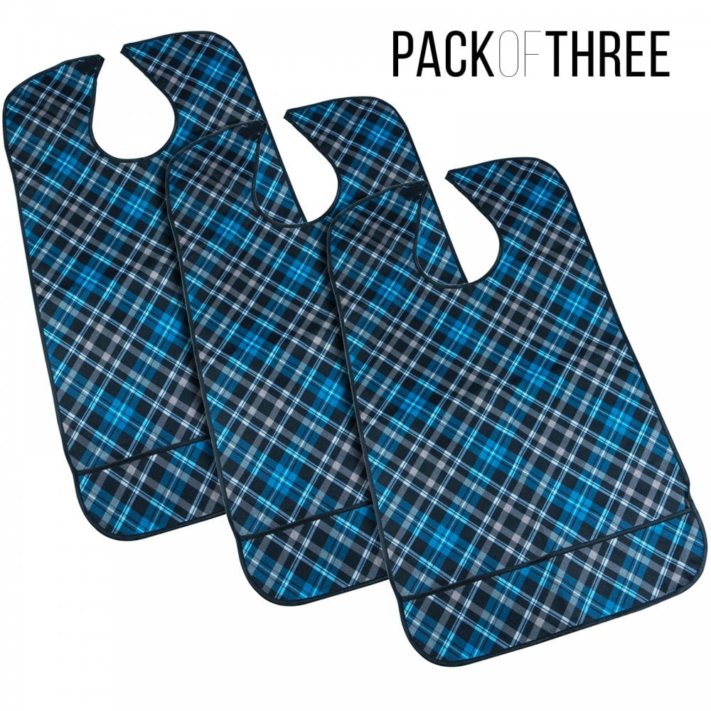 3 Piece Adult Dining Bib Set Velcro Fastening Lightweight