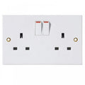 2 Gang 3 Pin UK Standard Wall Socket Switched