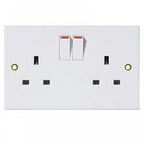 2 Gang 3 Pin UK Standard Wall Socket Switched