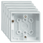 Set of 5 Back Boxes 1 Gang White 19mm
