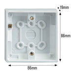 Set of 5 Back Boxes 1 Gang White 19mm
