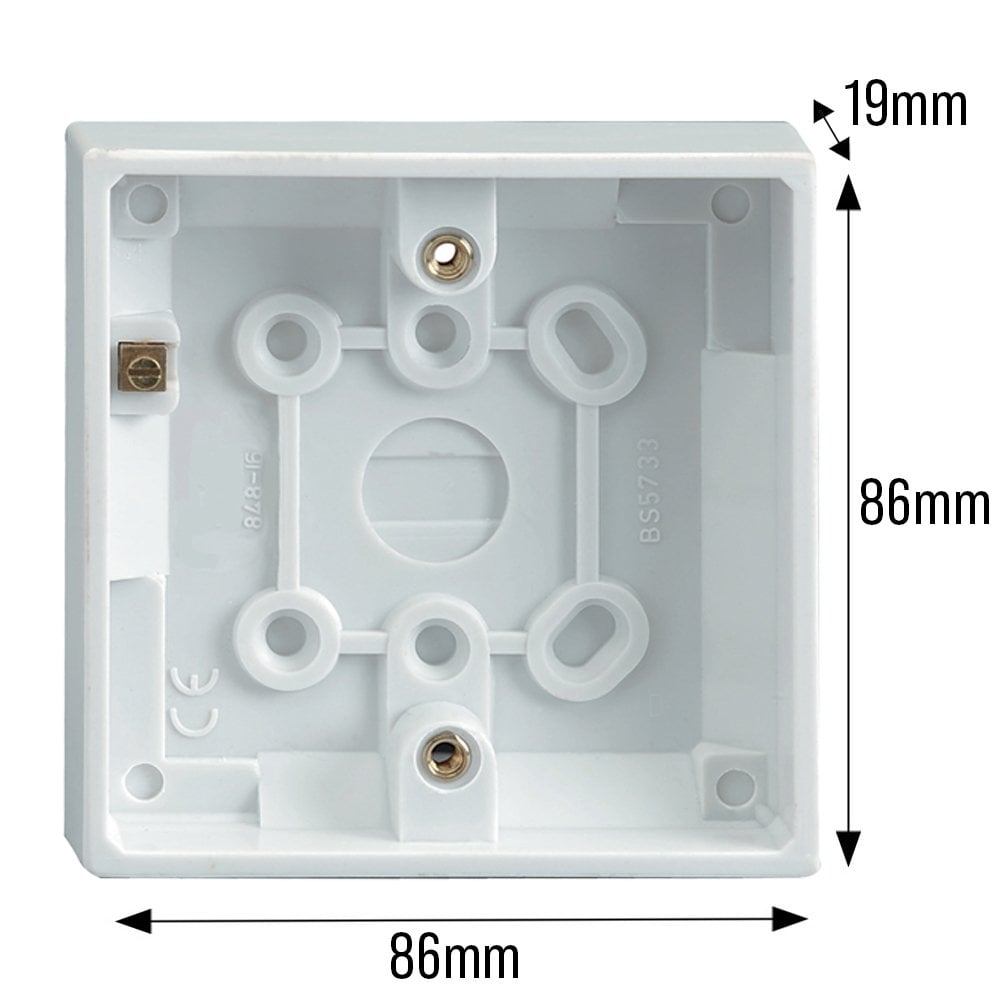 Set of 5 Back Boxes 1 Gang White 19mm