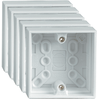 Set of 5 Back Boxes 1 Gang White 30mm