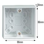 Set of 5 Back Boxes 1 Gang White 30mm