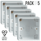 Set of 5 Back Boxes 1 Gang White 47mm