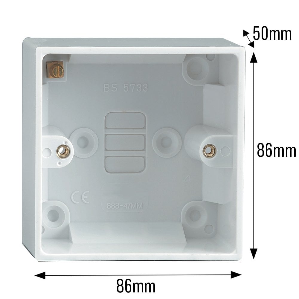 Set of 5 Back Boxes 1 Gang White 47mm