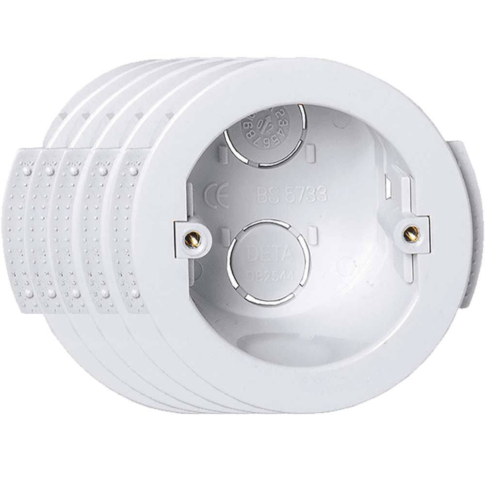Set of 5 Dry Lining Back Boxes Circular White 35mm