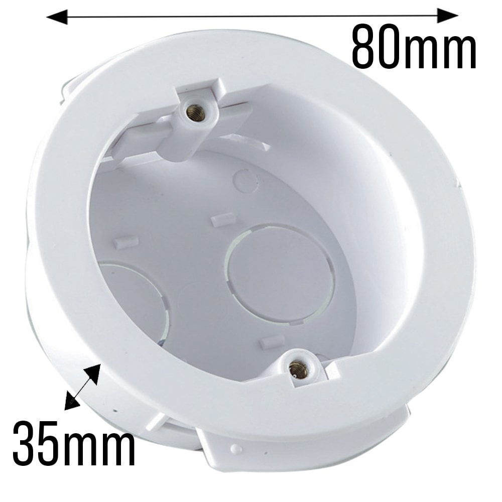 Set of 5 Dry Lining Back Boxes Circular White 35mm