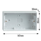 Set of 5 Back Boxes 2 Gang White 30mm
