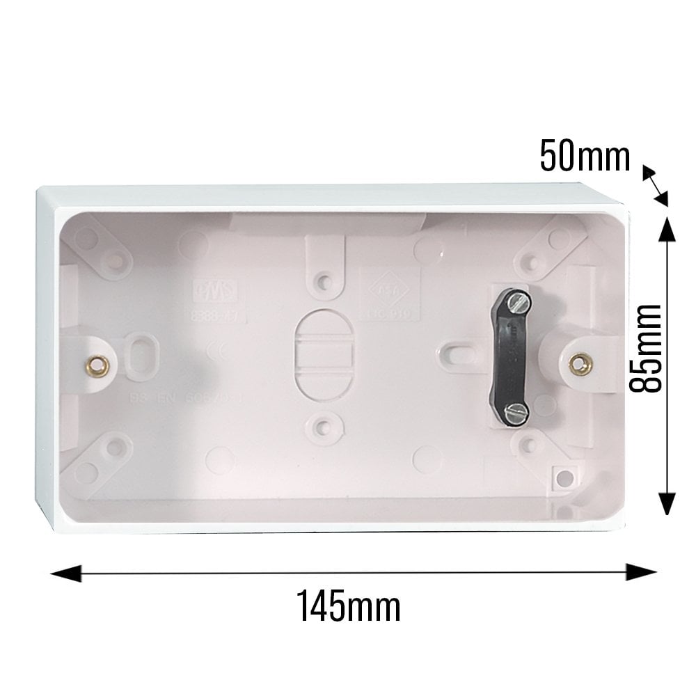 Set of 5 Back Boxes 2 Gang White 47mm