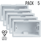 Set of 5 Dry Lining Back Boxes 2 Gang White 35mm