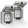 Pair of IP66 13A 1-Gang Unswitched Outdoor Socket