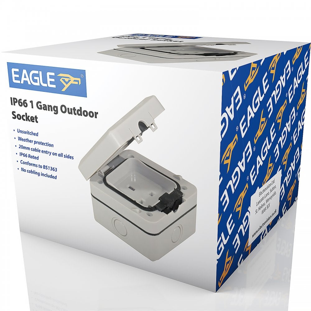 Pair of IP66 13A 1-Gang Unswitched Outdoor Socket