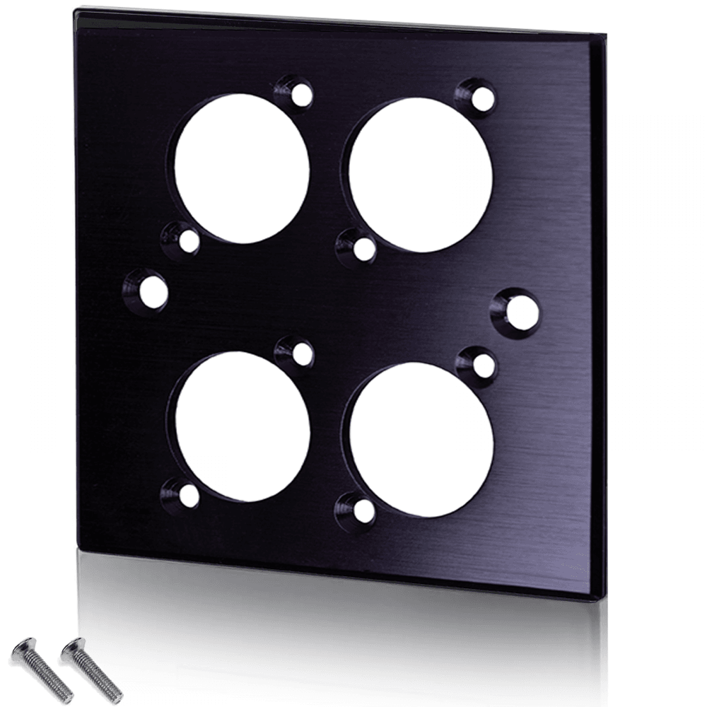 Black Metal Wall Plate Four Hole D-Series Standard